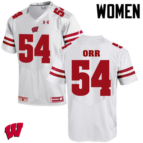 Women Winsconsin Badgers #54 Chris Orr College Football Jerseys-White